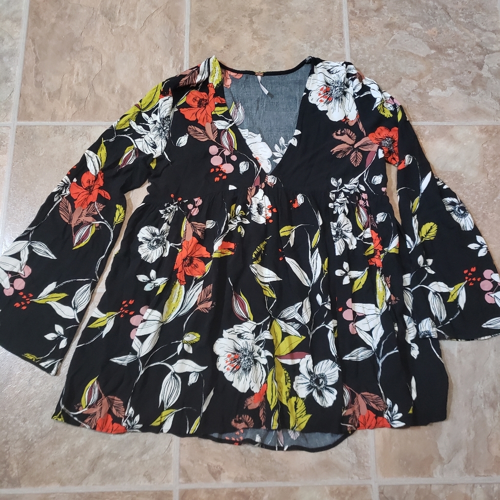 Free People flowy floral shirt